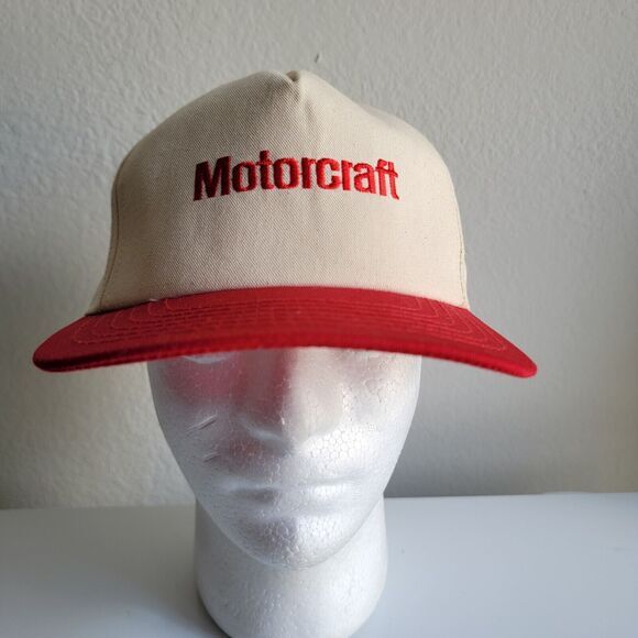 Vintage Ford Motorcraft Snapback‎ Hat Cap Red Cream Two Tone Made in USA - Picture 2 of 12